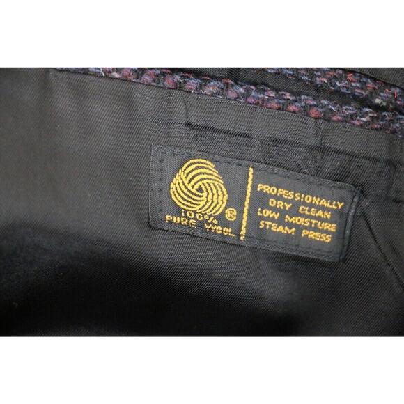 VINTAGE David Hunter Mens Tweed Wool Suit Sport Jacket Blazer Size 44R Navy Blue - Picture 10 of 10